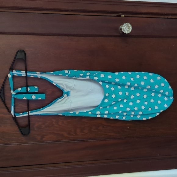 J. Crew Blue with White Polka Dot Halter One Piece Swimsuit Size 14 - Picture 4 of 10